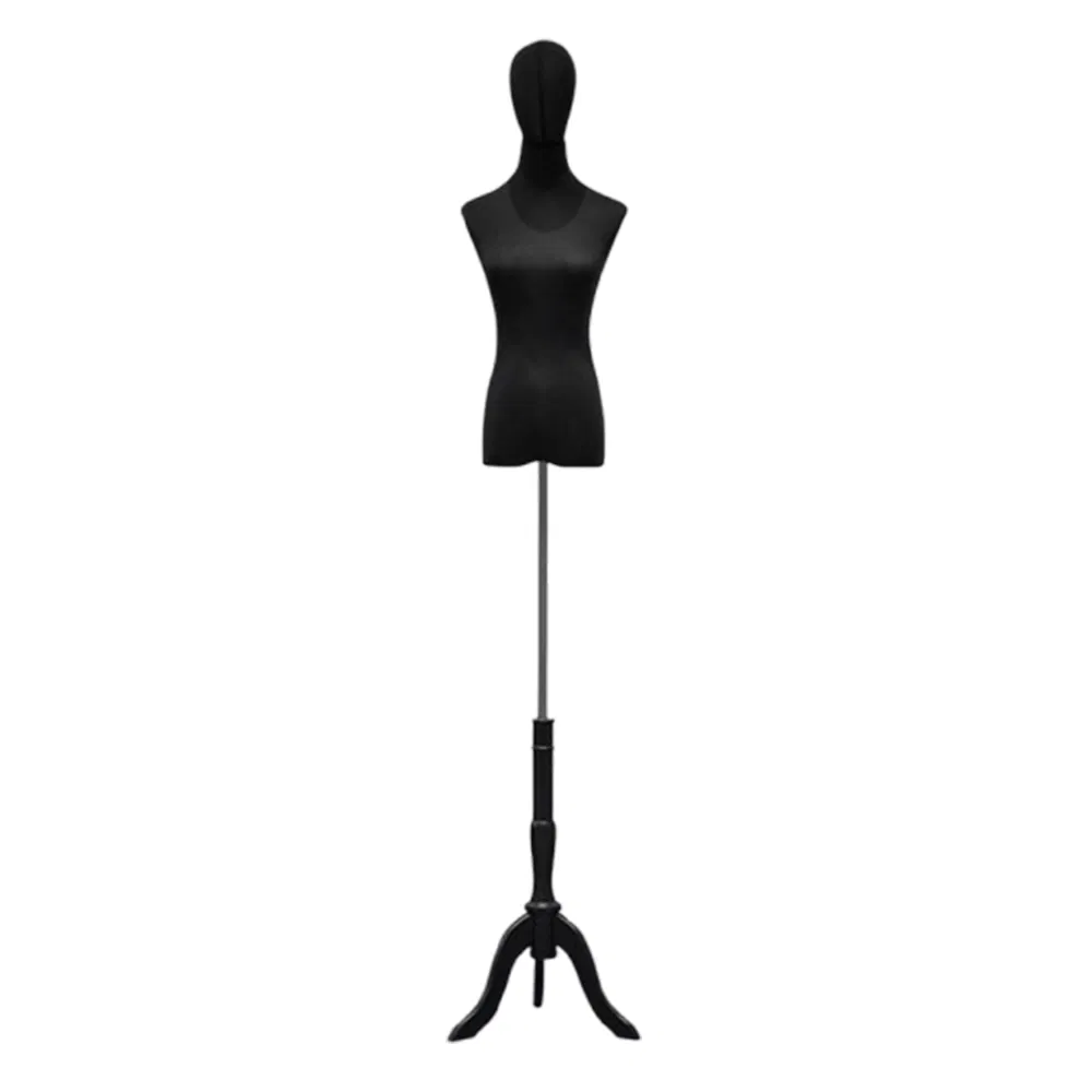Low Price Linen Upper Body Mannequin in Glossy/Matt Black/White with Head and Height Adjustable Stand Made of PP/PE/ABS/Fiber Glass for Female Clothing Display
