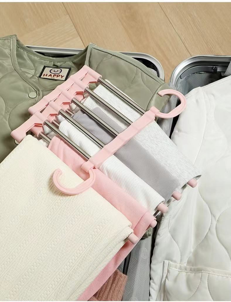 High Quality 5 in 1 Multi-Layer Folding Hanger Multi-Functional Adjustable Clothes Rack