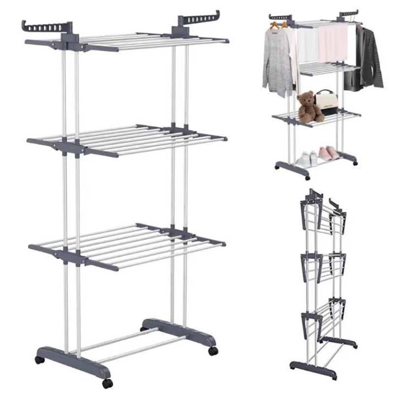 Sanipro Wholesale Multi-Function Collapsible Metal Clothing Organizer Portable Laundry Hanger Foldable Clothes Drying Racks