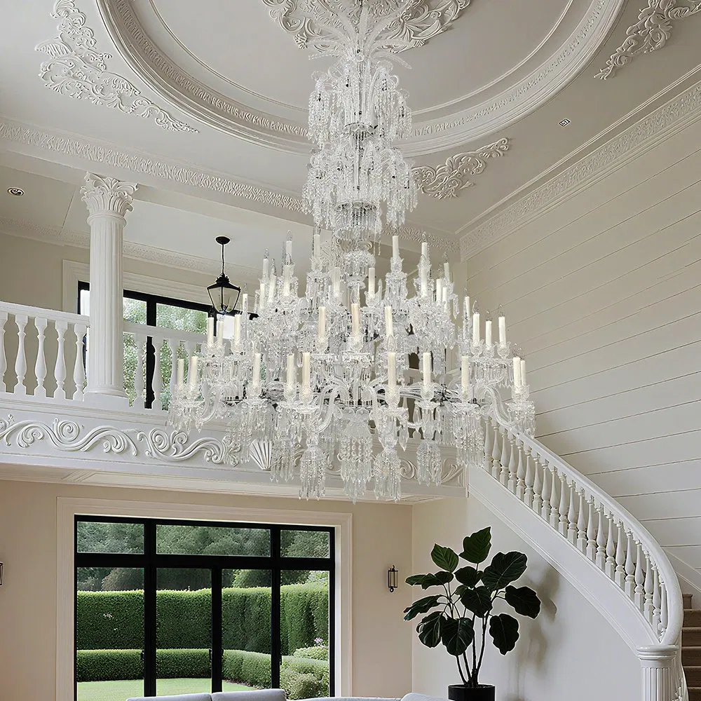 Crystal Hanging Chandelier Lights Pendant European Design Long Chandeliers for High Ceiling Hotel Traditional Chandeliers Light