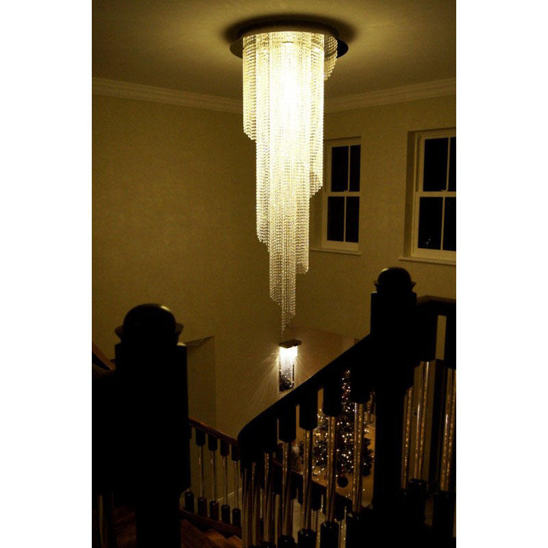 Custom Luxury Hotel Villa Staircase LED Modern Spiral Crystal Chandelier Decorative Ceiling Chandelier