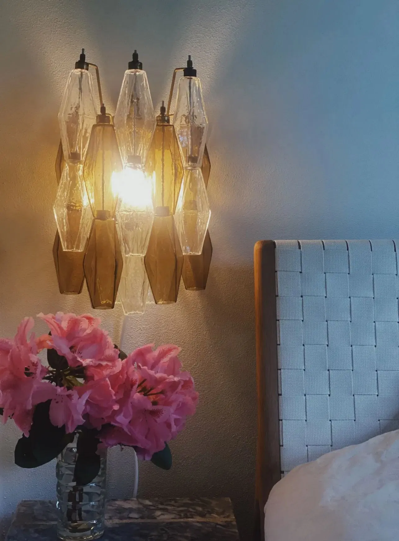 Vintage Murano Italian Smoked Glass Wall Sconces