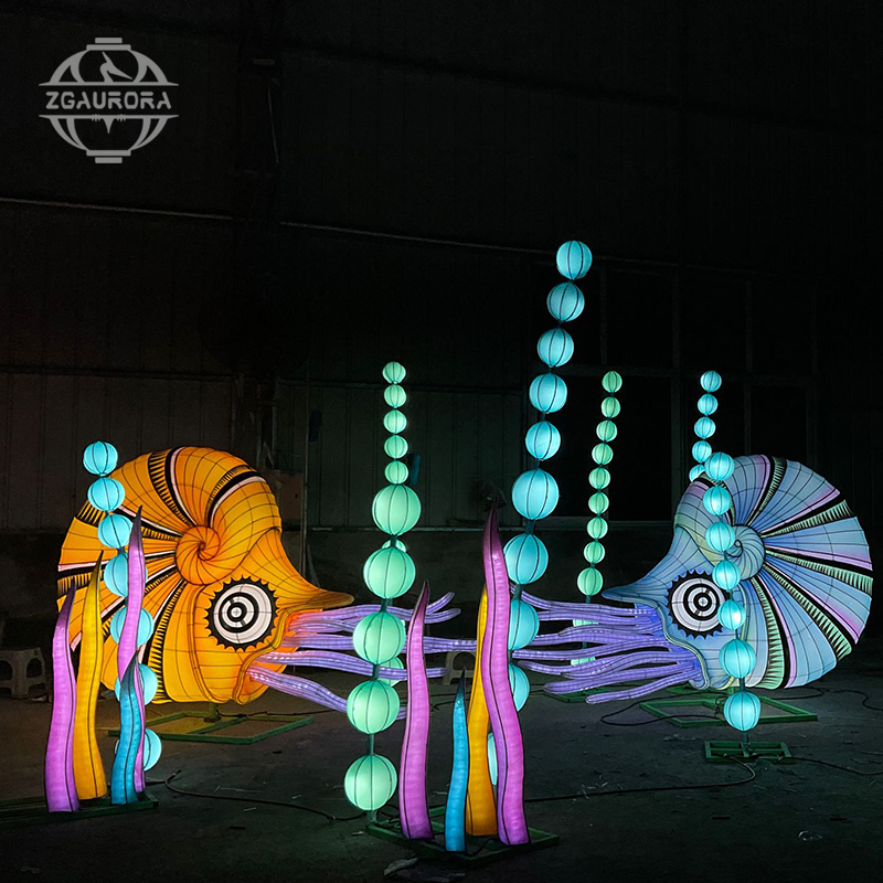 Marine Animal Conch Lantern Ocean Theme Light Sculpture Installation Art Lantern Festival