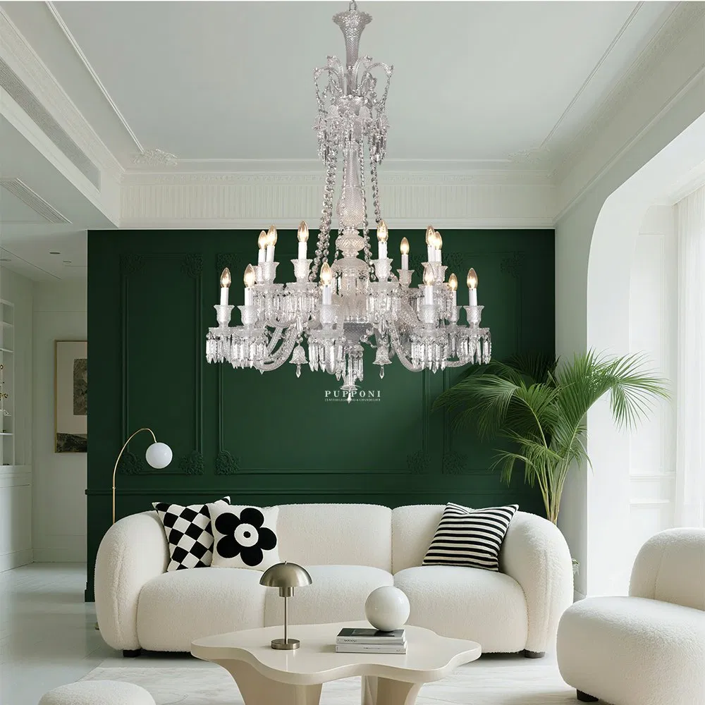 Decorative Luxury European K9 Crystal Wedding Hanging Hotel Lighting Candle Glass Chandelier