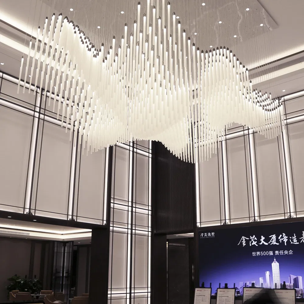 High Quality Hotel Lobby Custom Modern Art Glass Lighting Installation Chandelier
