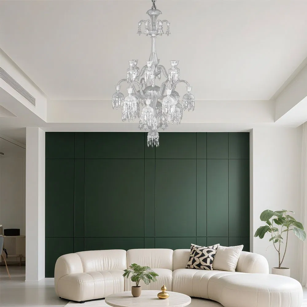 Vintage Clear Crystal Chandelier Intricate Design Lighting Fixture for Living Room Mansion Luxury Home Decor