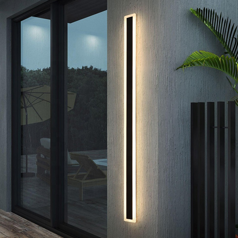 Baoyang Modern Outdoor Exterior Linear Strip Wall Light Warm/Cold White Garden Sconce Long LED Wall Lamp