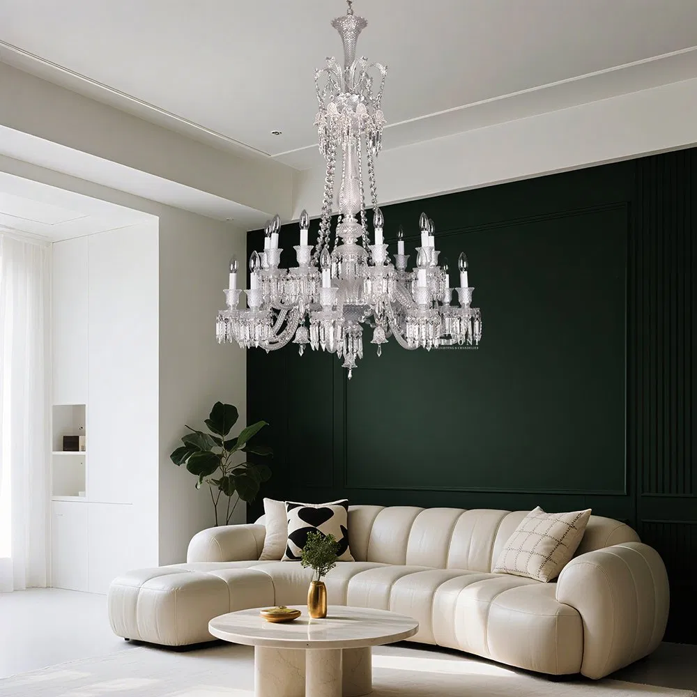 Decorative Luxury European K9 Crystal Wedding Hanging Hotel Lighting Candle Glass Chandelier