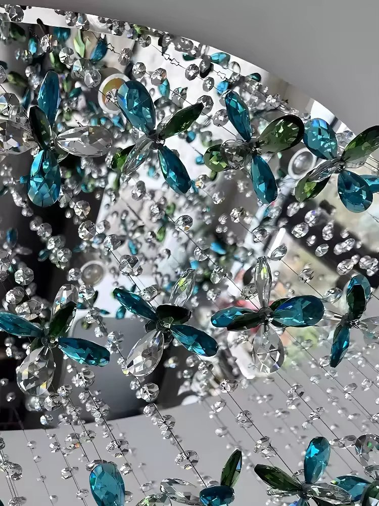 Crystal Chandelier Luxury Living Room Light Villa Spiral Staircase Lobby Decorative Lamp Lustre Flower Customized Lamp