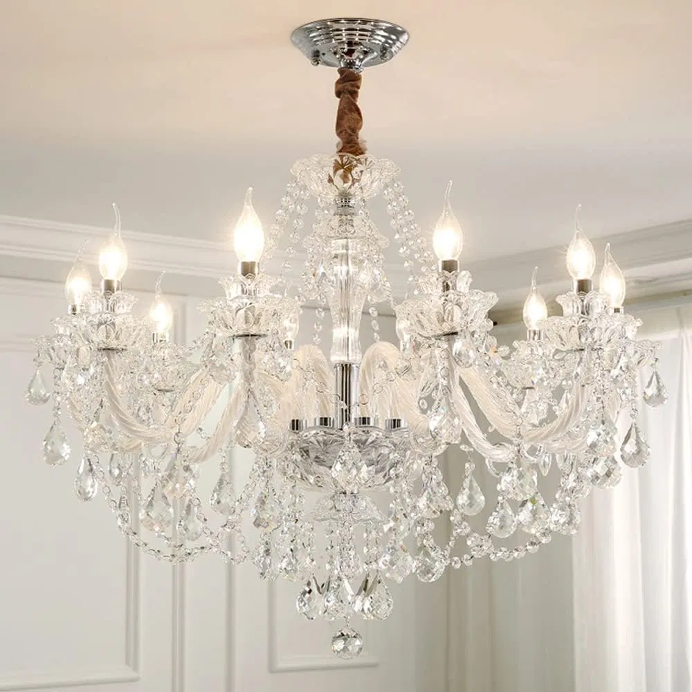 Classic Maria Theresa Crystal Chandelier Villa Living Room Creative Spiral Staircase Crystal Lamp Hotel Lobby Pendant Light