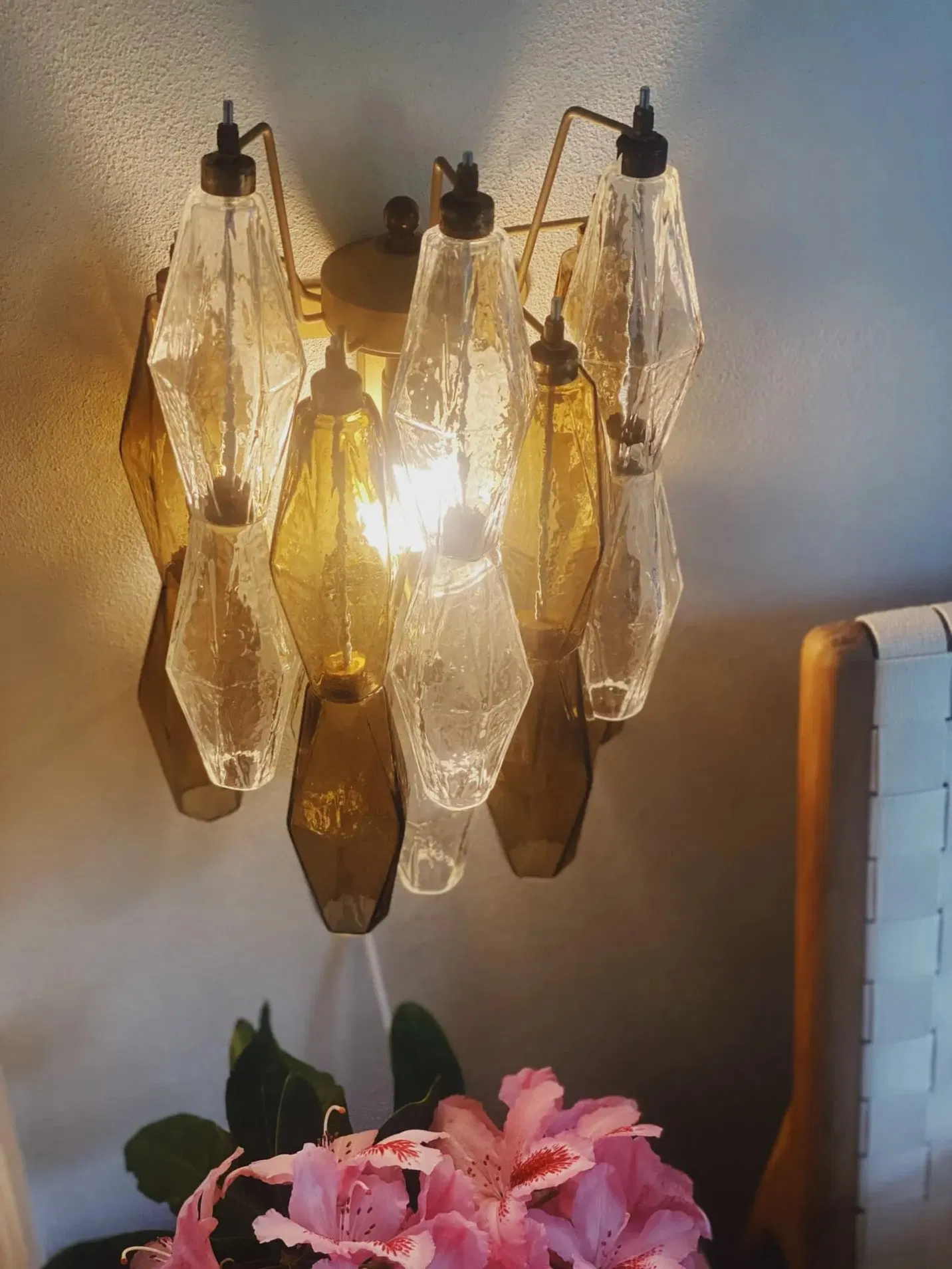 Vintage Murano Italian Smoked Glass Wall Sconces