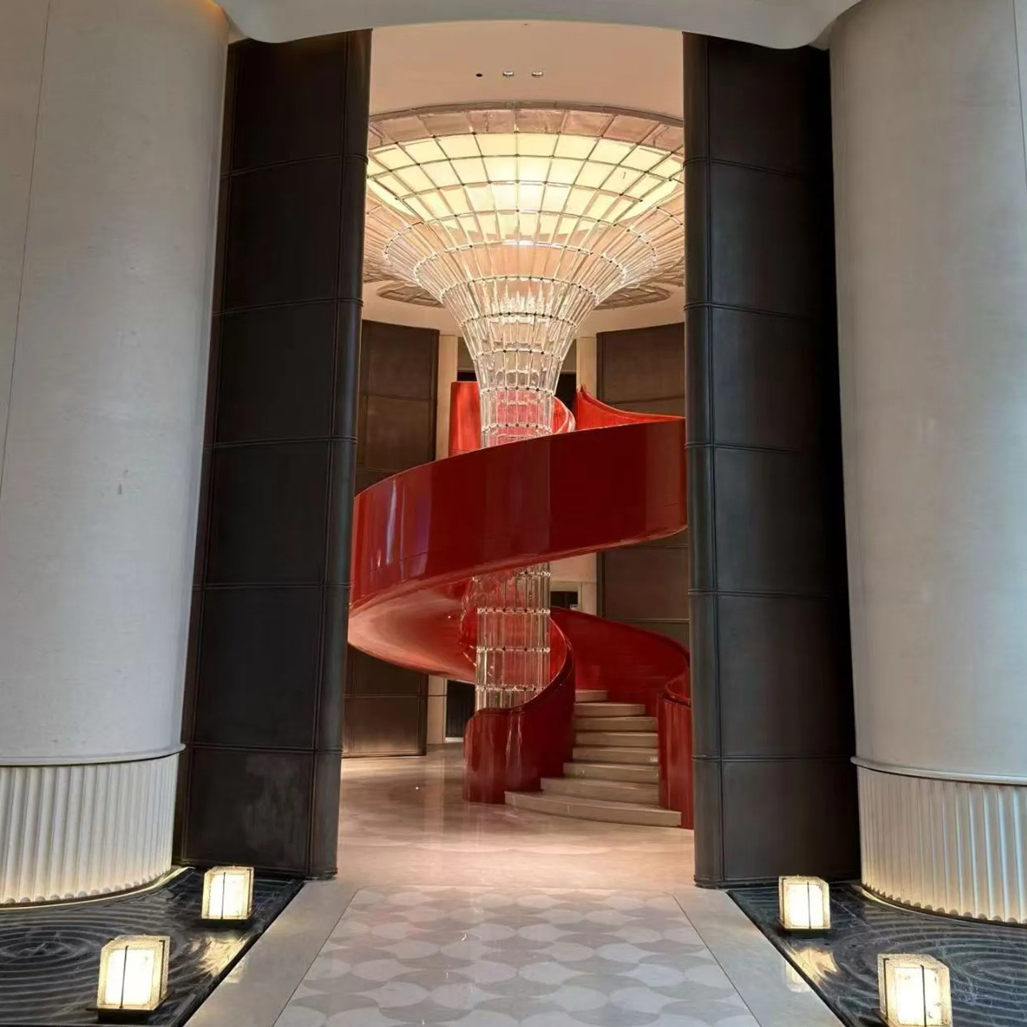 Luxury Crystal Custom Large Hotel Lobby Spiral Staircase Project Modern Chandelier Pendant Lights