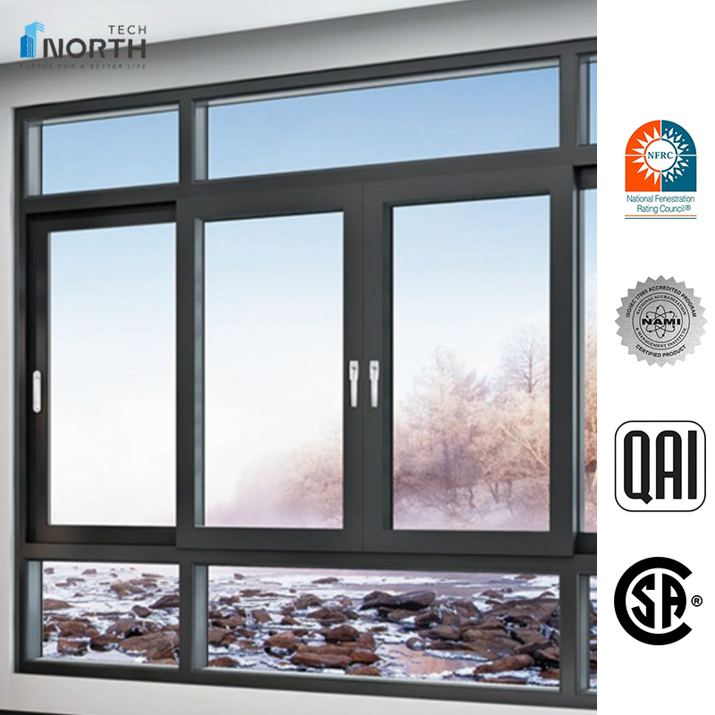 N8000 Series Modern Black Frame Aluminum Sliding Doors Windows Commercial Residential