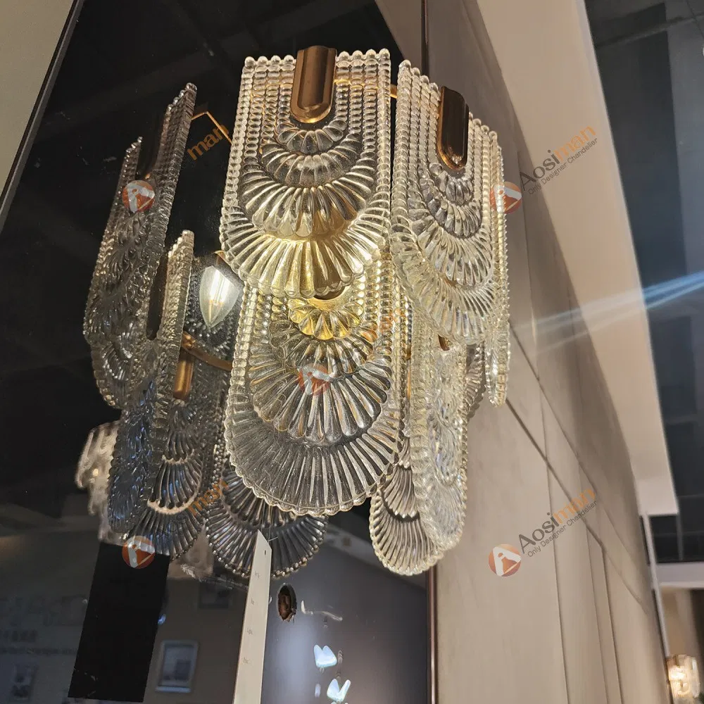 Palace Retro Style French Art Glass Lamp Luxury Living Room Bedroom Wall Light Chandelier Lighting Fixture