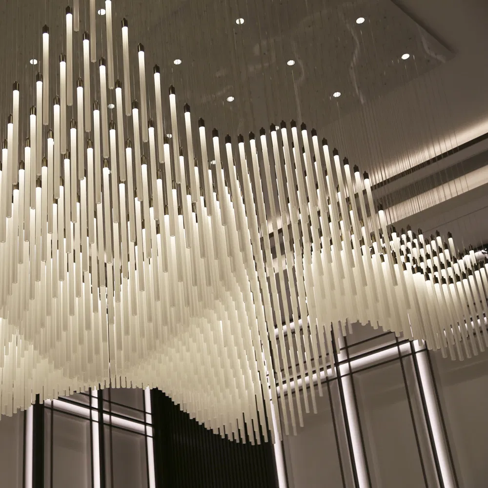 High Quality Hotel Lobby Custom Modern Art Glass Lighting Installation Chandelier