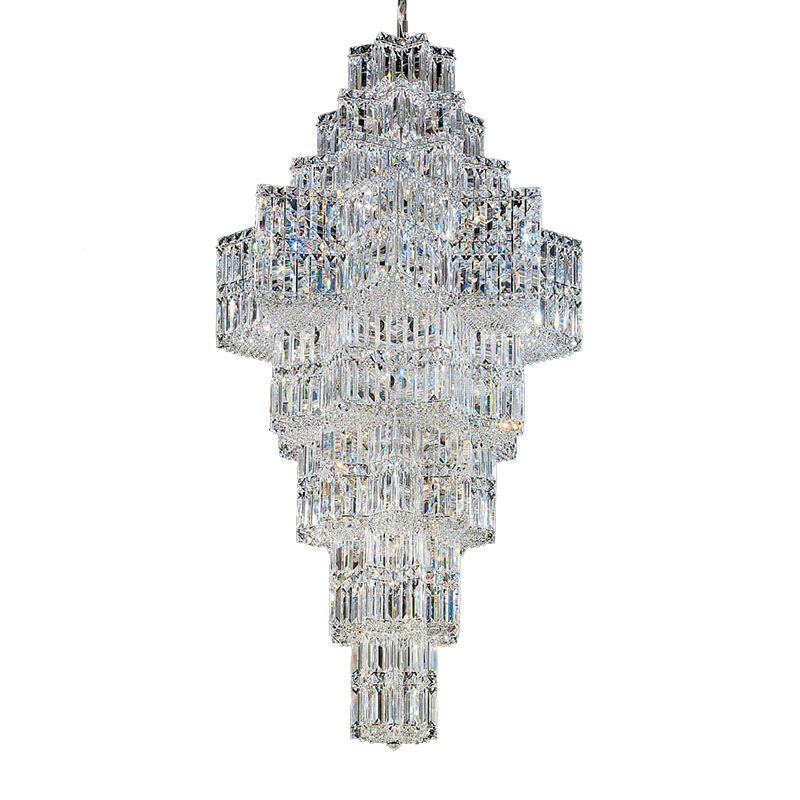 New Modern Light Luxury Spiral Staircase Lamp Building Middle Floor Hollow Villa Duplex Floor Living Room Crystal Chandelier