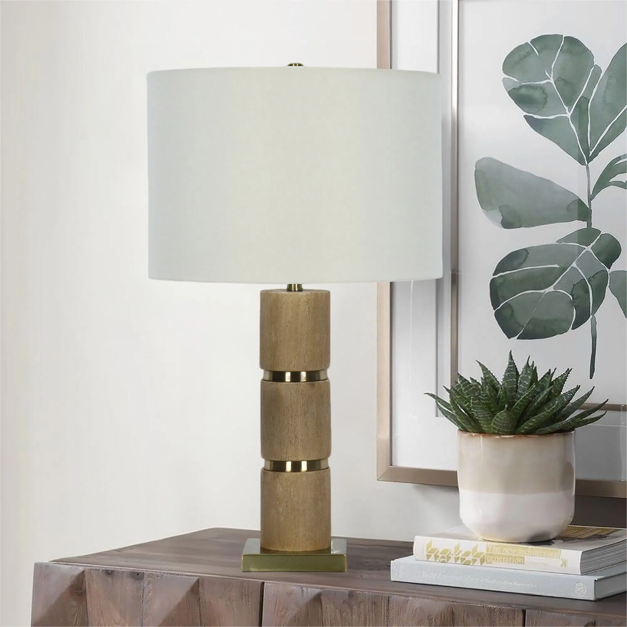 Modern Minimalist Imitation Wood Grain Resin Table Lamp Designer Style for Hotel Showrooms Living Room Bedroom Bedside Lamp