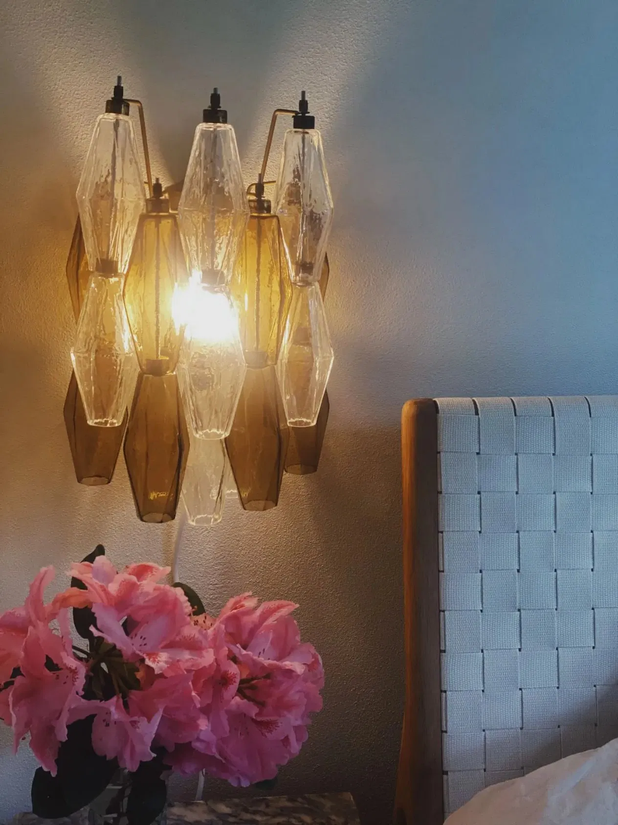 Vintage Murano Italian Smoked Glass Wall Sconces