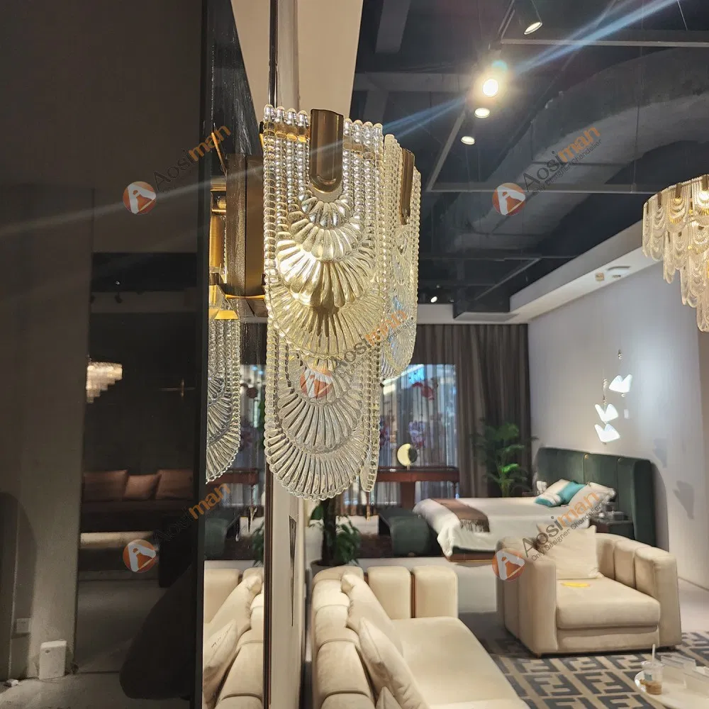 Palace Retro Style French Art Glass Lamp Luxury Living Room Bedroom Wall Light Chandelier Lighting Fixture