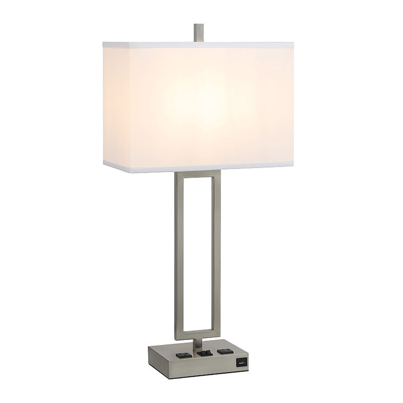 Manufacturer Low Price USB Rechargeable Unique Table Lamps Home Decor Bedroom Hotel Bedside Desk Lamp with Fabric Lamp Shade