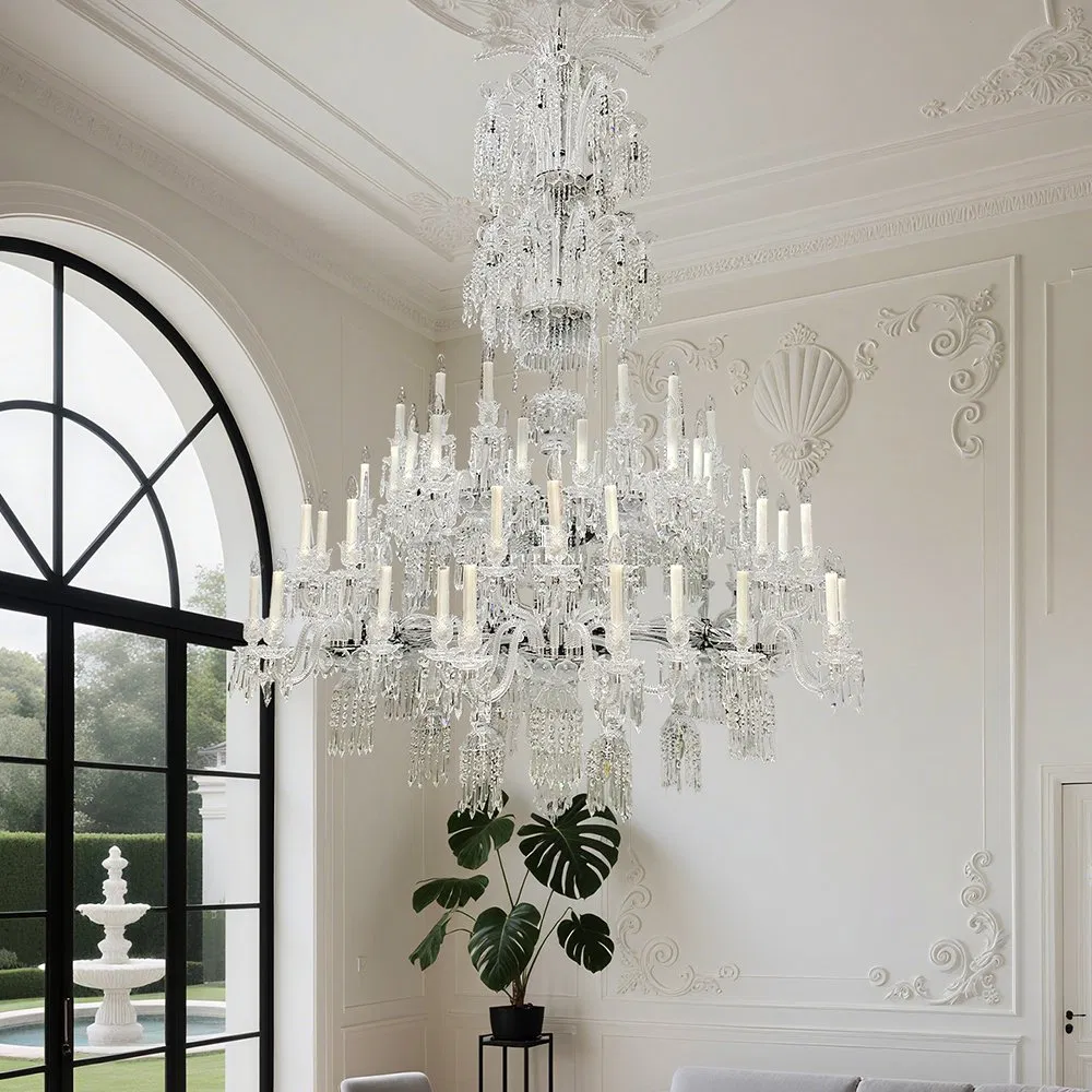 Crystal Hanging Chandelier Lights Pendant European Design Long Chandeliers for High Ceiling Hotel Traditional Chandeliers Light
