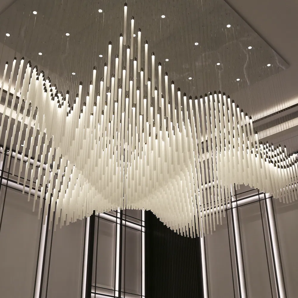 High Quality Hotel Lobby Custom Modern Art Glass Lighting Installation Chandelier