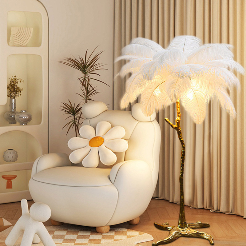 Hot Selling Popular Luxury Designer Floor Light New Design Feather Table Lamp Corner LED Resin Ostrich Floor Lamp