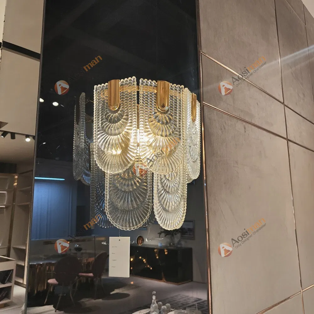 Palace Retro Style French Art Glass Lamp Luxury Living Room Bedroom Wall Light Chandelier Lighting Fixture