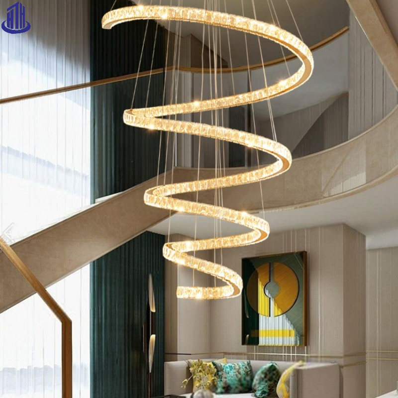 Spiral Design Crystal LED Chandelier for Living Room Villa Hotel Stairs (6035)
