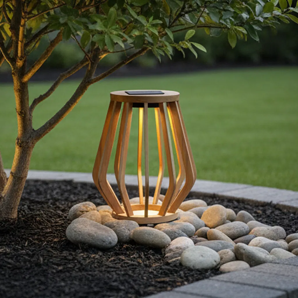 Large Sculptural Solid Wood Lantern as Outdoor Art Installation