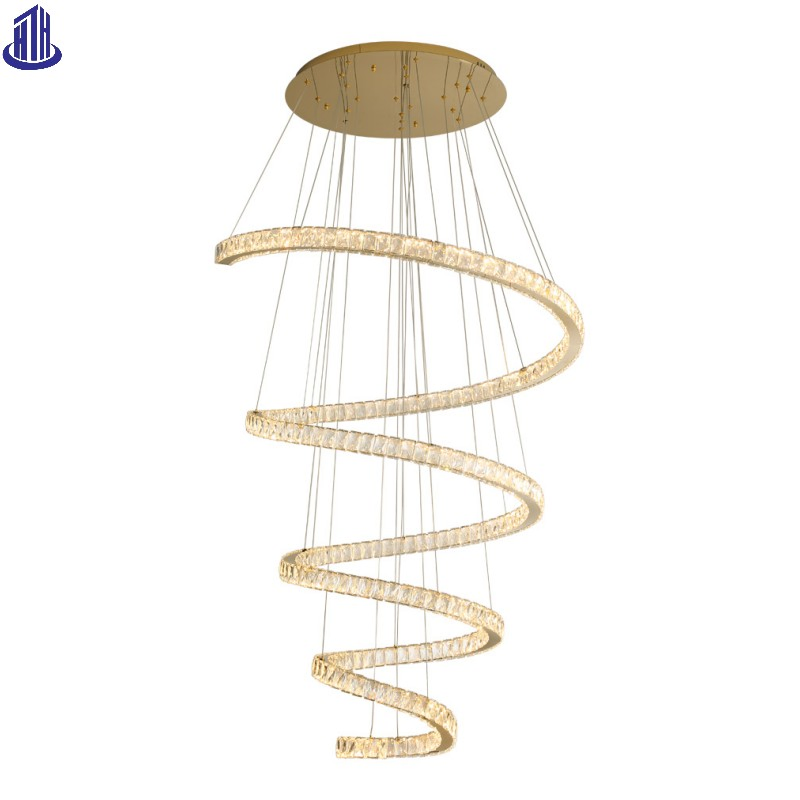 Spiral Design Crystal LED Chandelier for Living Room Villa Hotel Stairs (6035)