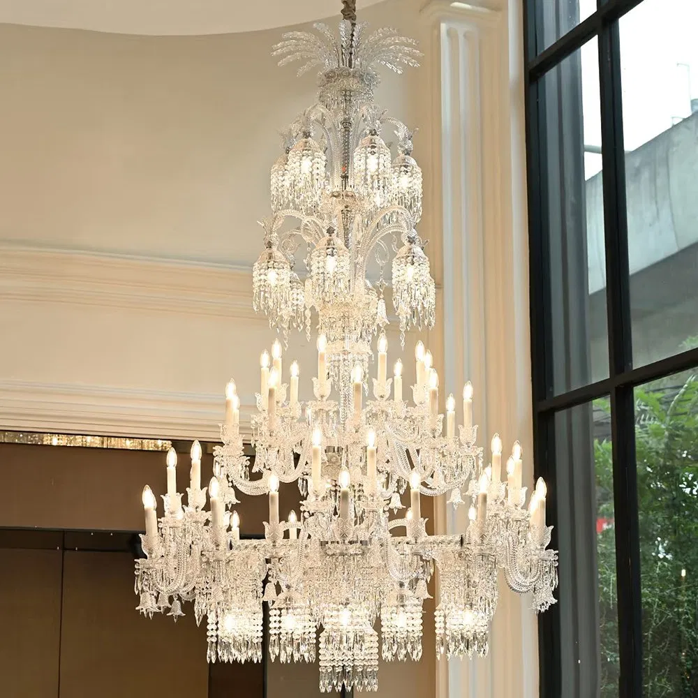 Crystal Hanging Chandelier Lights Pendant European Design Long Chandeliers for High Ceiling Hotel Traditional Chandeliers Light