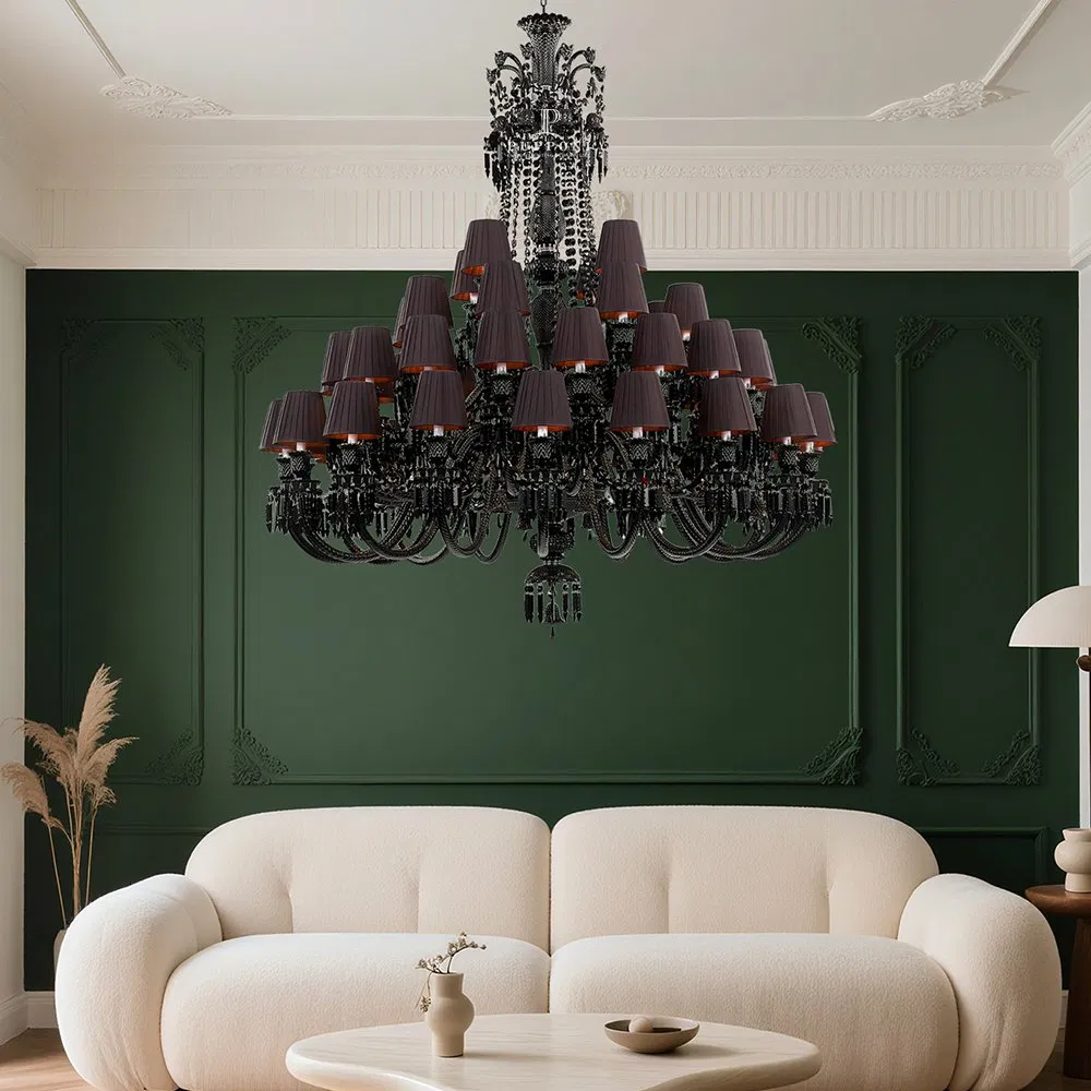 Factory Wholesale Modern Custom French Black Crystal Chandelier for Home Decor Wedding Hotel Luxury Decorative Ceiling Light