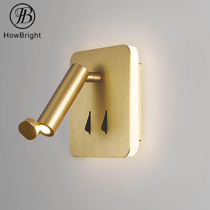 Hot Sale Square Shape 3W+6W LED Wall Lamp with Window Hotel Bedrooms Bedside Reading Light Shabbat Wall Lamps