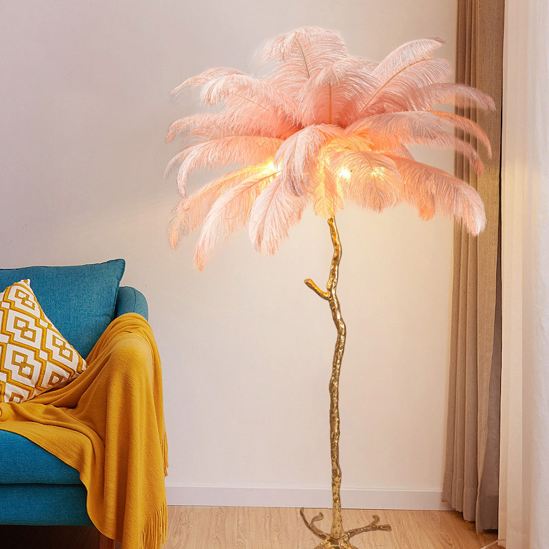 Hot Selling Popular Luxury Designer Floor Light New Design Feather Table Lamp Corner LED Resin Ostrich Floor Lamp