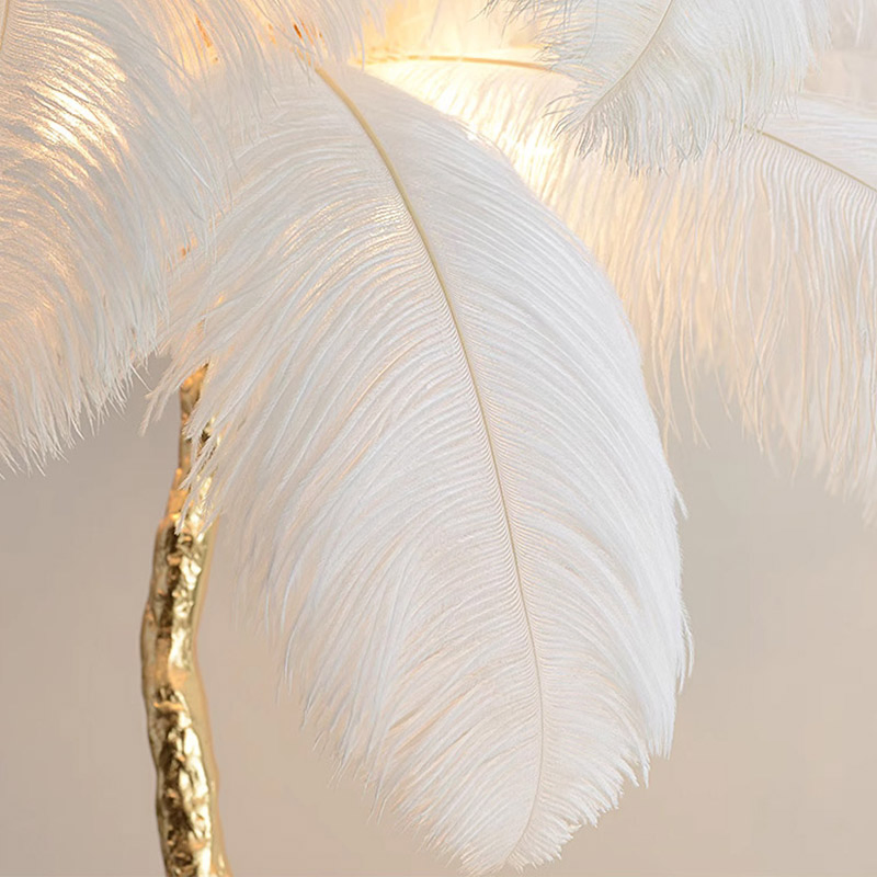 Hot Selling Popular Luxury Designer Floor Light New Design Feather Table Lamp Corner LED Resin Ostrich Floor Lamp