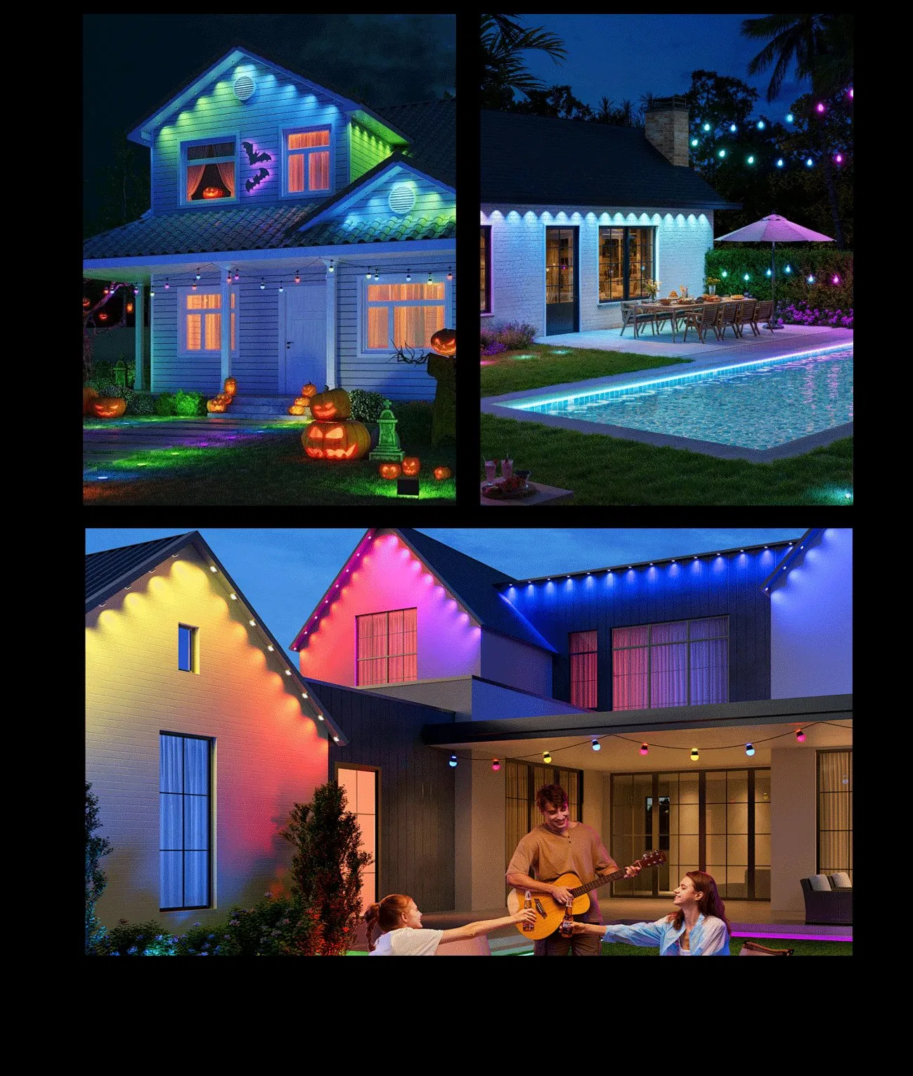 Jellyfish Outdoor Christmas 24V RGB LED Exterior Wall Eaves Light Decoration Dimmable for House Facade&Themed Festival