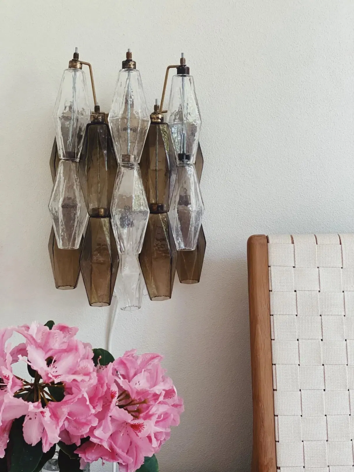 Vintage Murano Italian Smoked Glass Wall Sconces