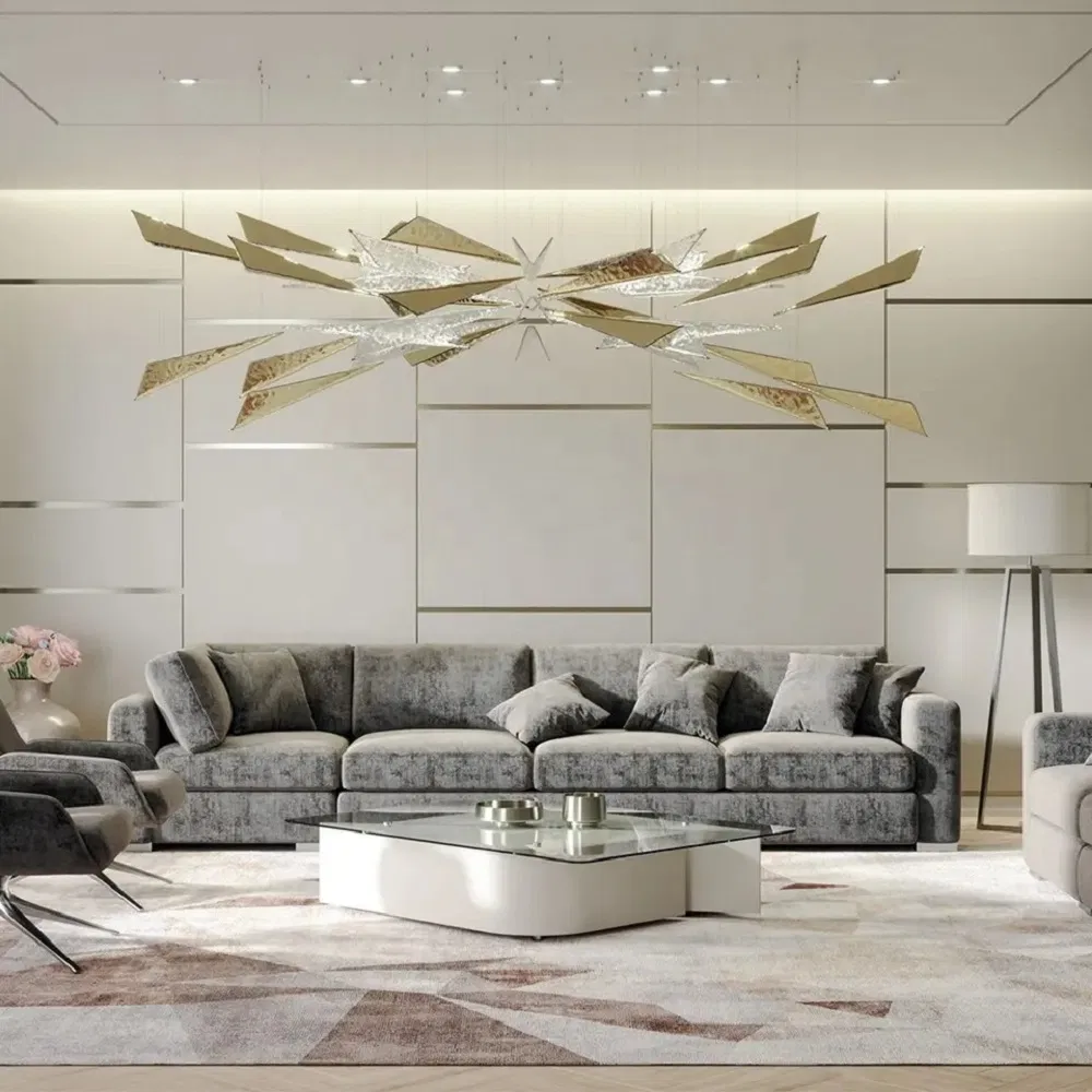 Modern Luxury Decorative Custom Pendant Light Villa Lobby Hotel Art Blown Glass Chandelier