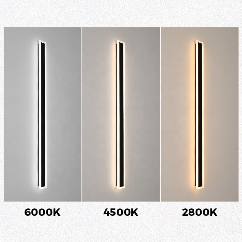 Baoyang Modern Outdoor Exterior Linear Strip Wall Light Warm/Cold White Garden Sconce Long LED Wall Lamp