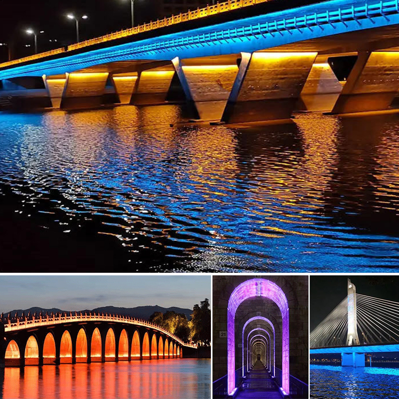 RGBW LED Linear Wall Washer Light Water Ripple Projection Lamp for Hotel Bridge Architectural Facade Lighting