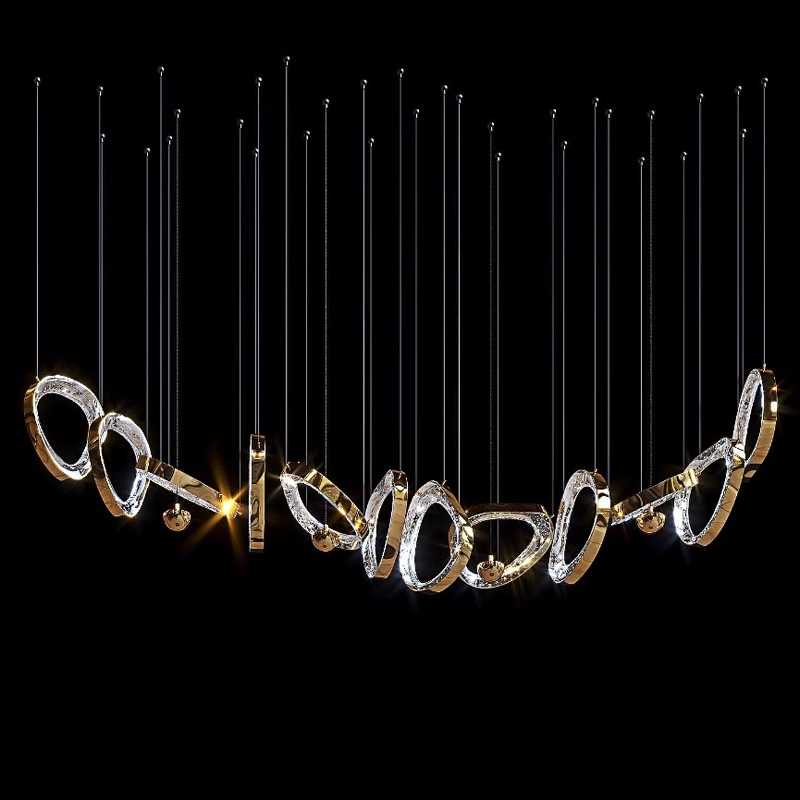 Luxury Glass Circle Pendant Light for Bar Counter Villa Duplex Spiral Staircase Custom Glass Chandelier Lamp (DZ0088)