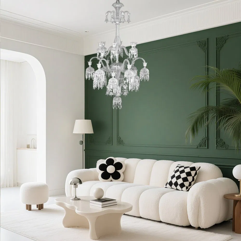 Vintage Clear Crystal Chandelier Intricate Design Lighting Fixture for Living Room Mansion Luxury Home Decor