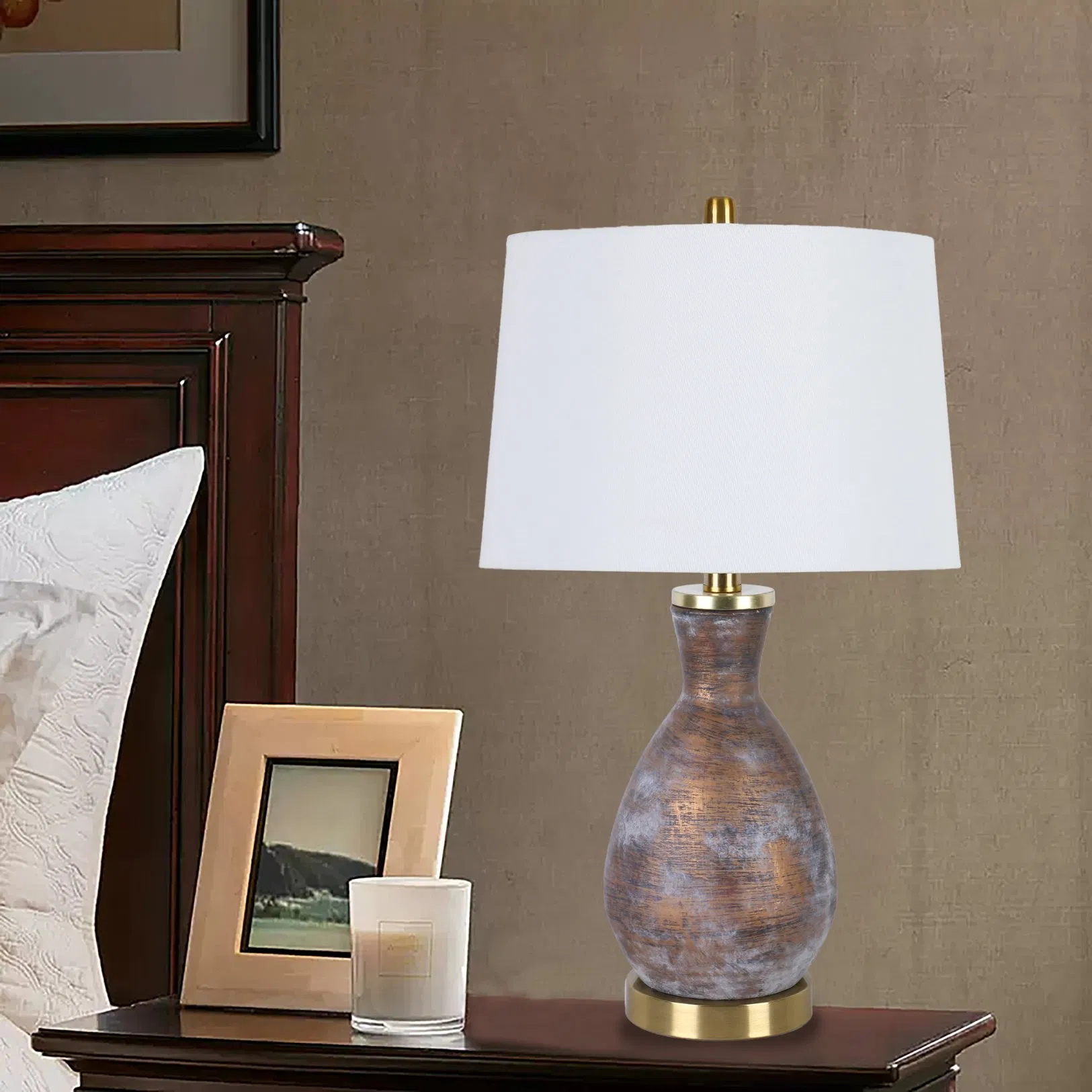 New Chinese American Ceramic Table Lamp Bedroom Bedside Living Room Decorative Lamps and Lanterns Simple Warm and Romantic Model Room Hotel