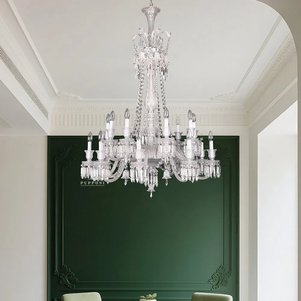 Decorative Luxury European K9 Crystal Wedding Hanging Hotel Lighting Candle Glass Chandelier