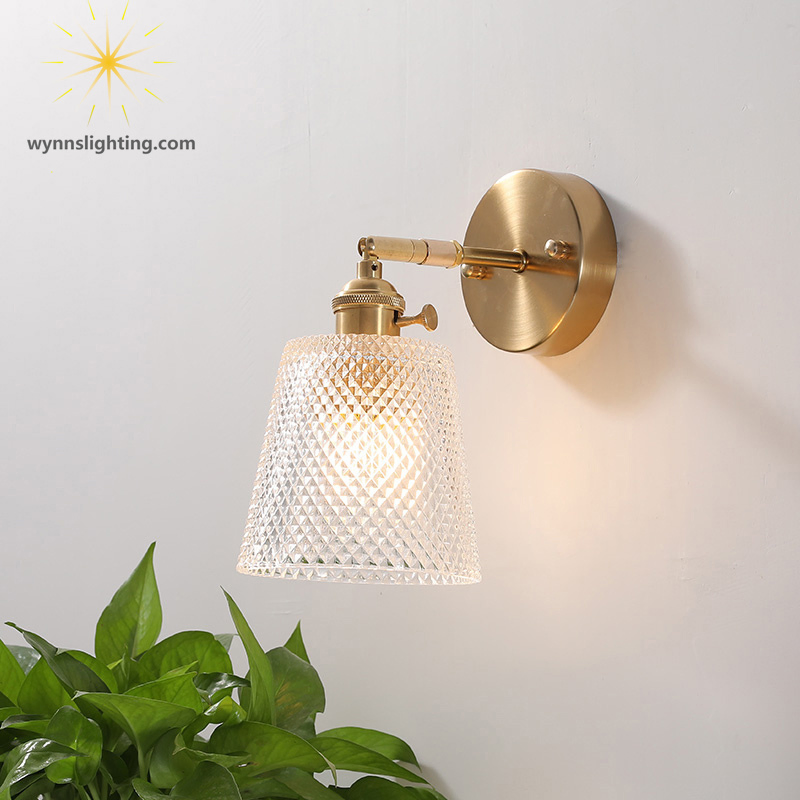Iron and Glass Wall Lamp Nordic Bedside Light Wall Sconce Modern Decor Lighting for Bedroom