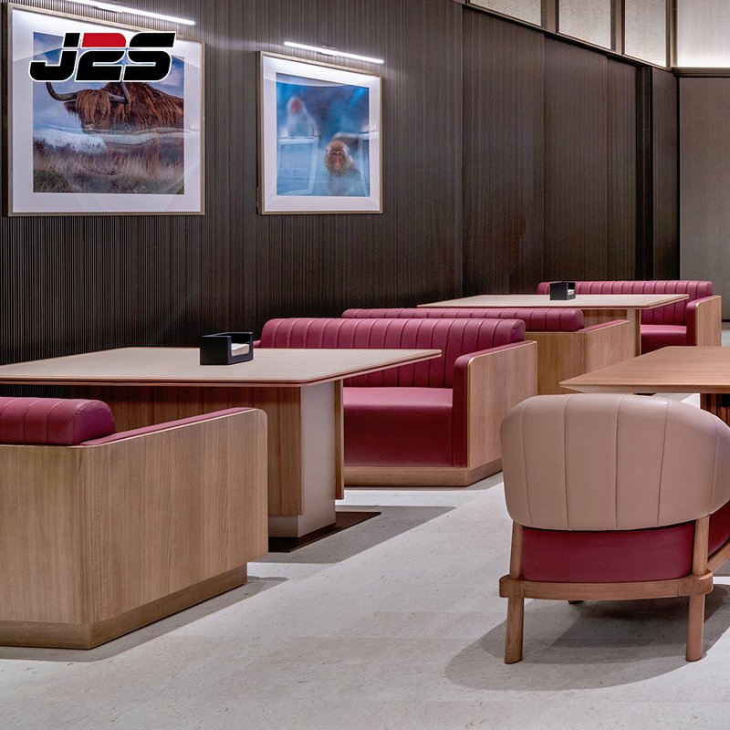 Modern Commercial Restaurant Tables 6 Seaters Solid Wood Table Upholstered Chair Executive Lounge VIP