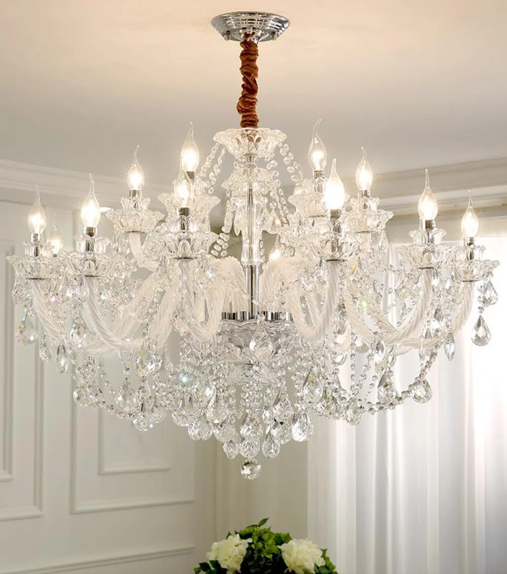 Classic Maria Theresa Crystal Chandelier Villa Living Room Creative Spiral Staircase Crystal Lamp Hotel Lobby Pendant Light