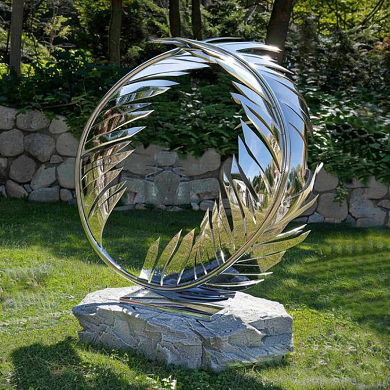 Large Stainless Steel Half Wing Wall Sculpture - Modern Metal Art Decor for Indoor &amp; Outdoor Use - Square Mall Installation
