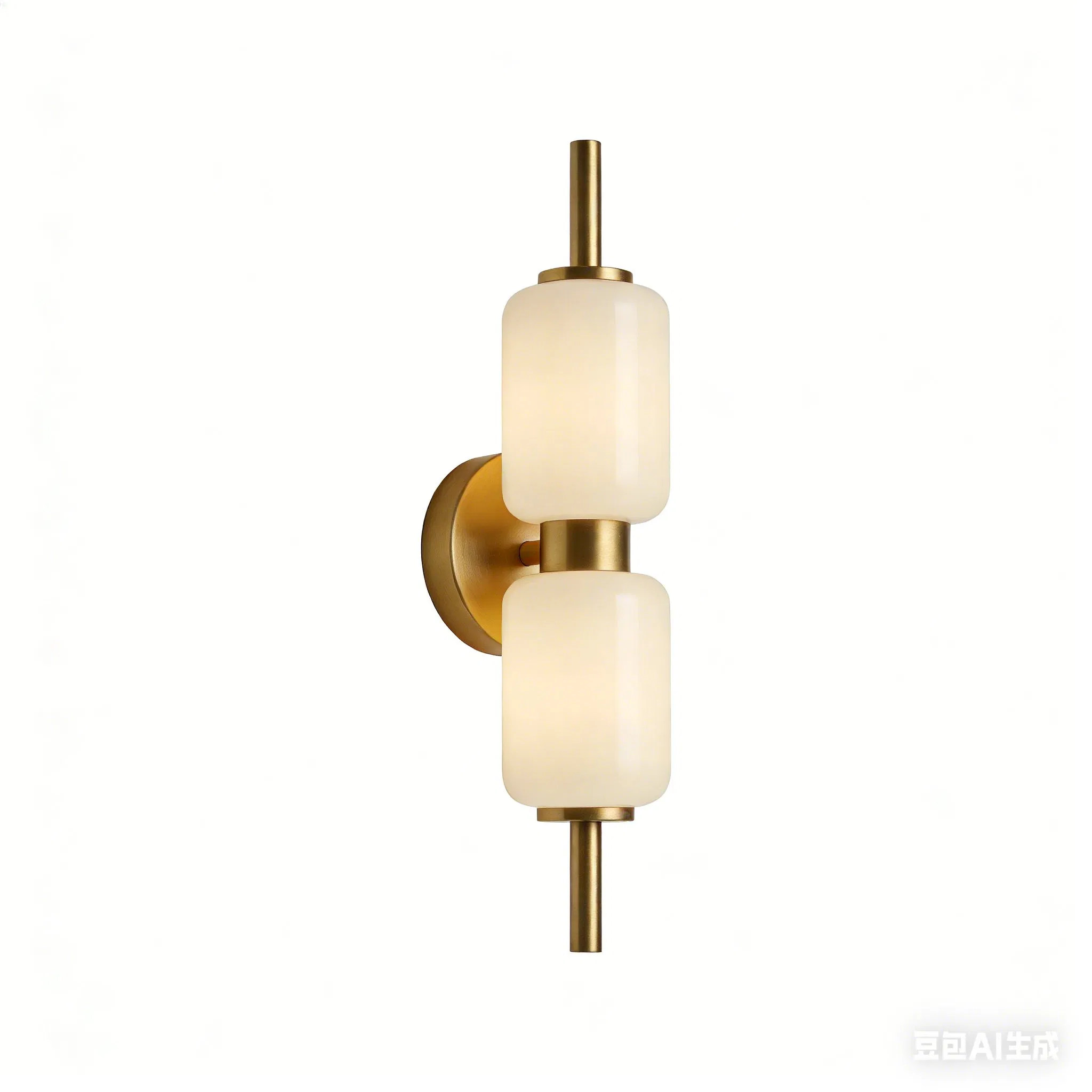 Modern Double-Shade Wall Sconce with Alabaster Glass (brass/black finish)